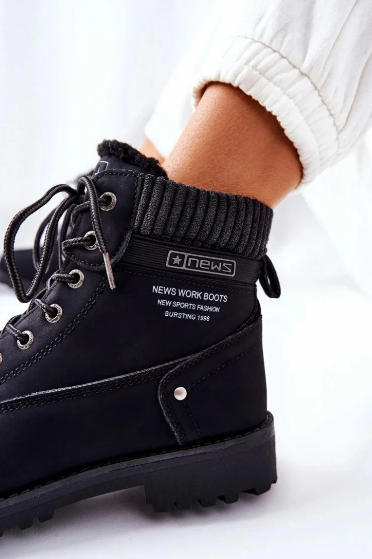 Sale Evento Damskie Botki Trapery Czarne Grunders Czarny