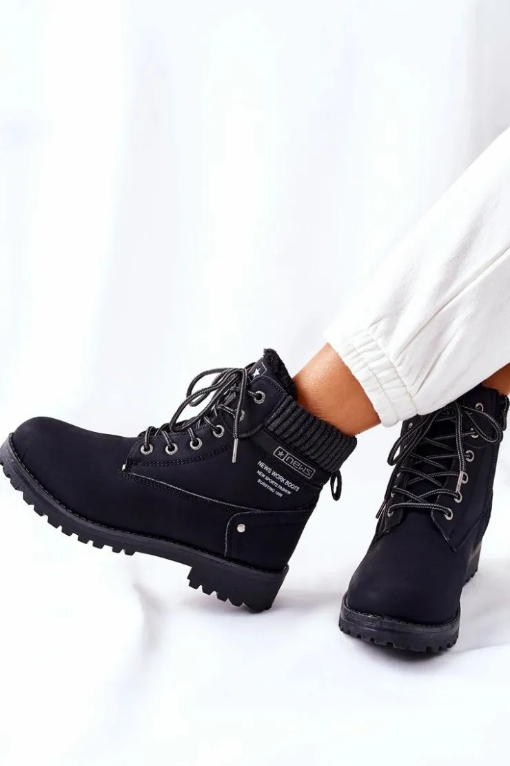 Sale Evento Damskie Botki Trapery Czarne Grunders Czarny