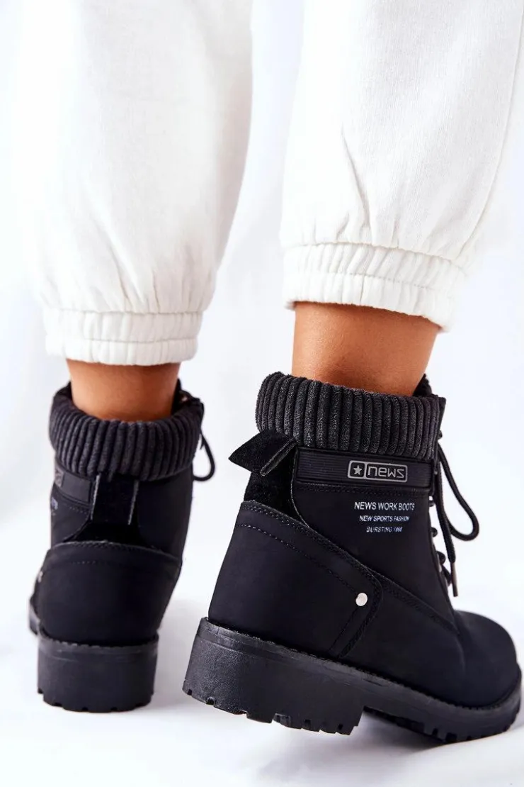 Sale Evento Damskie Botki Trapery Czarne Grunders Czarny