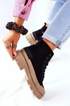 Hot Boto Damskie Botki Trapery Czarne Any One