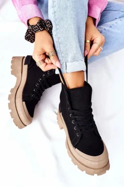 Hot Boto Damskie Botki Trapery Czarne Any One