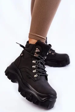 Best Big Star Shoes Damskie Botki Trapery Memory Foam Big Star KK274368 Czarne