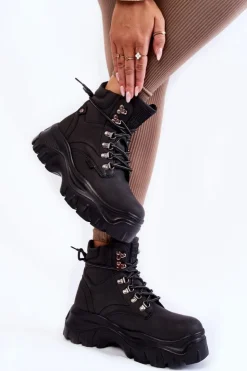 Best Big Star Shoes Damskie Botki Trapery Memory Foam Big Star KK274368 Czarne