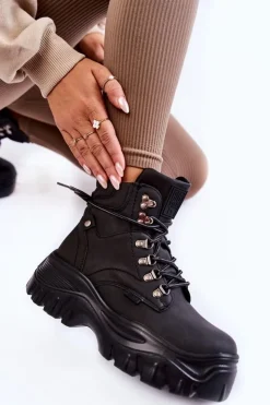 Best Big Star Shoes Damskie Botki Trapery Memory Foam Big Star KK274368 Czarne