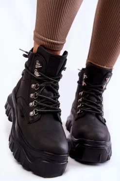 Best Big Star Shoes Damskie Botki Trapery Memory Foam Big Star KK274368 Czarne