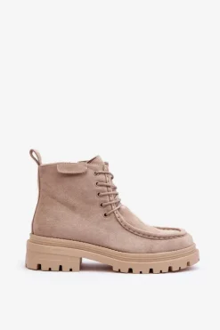 Discount Boto Damskie Botki Trapery Na Suwak Beżowe Apolosi Beżowy