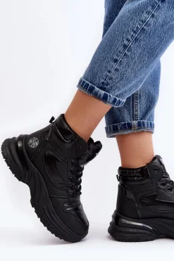 Lee Cooper Damskie Botki Trapery Na Grubej Podeszwie LCJ-23-44-1973L Czarne