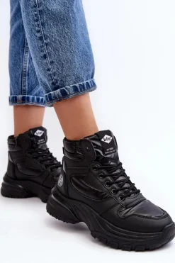 Lee Cooper Damskie Botki Trapery Na Grubej Podeszwie LCJ-23-44-1973L Czarne