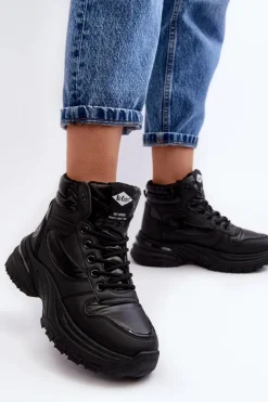 Lee Cooper Damskie Botki Trapery Na Grubej Podeszwie LCJ-23-44-1973L Czarne