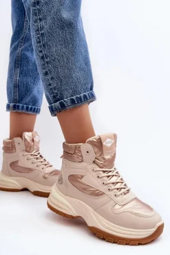 Lee Cooper Trekkingowe Damskie|Damskie Trapery*Damskie Botki Trapery Na Grubej Podeszwie LCJ-23-44-1972L Beżowe