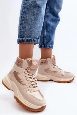 Lee Cooper Trekkingowe Damskie|Damskie Trapery*Damskie Botki Trapery Na Grubej Podeszwie LCJ-23-44-1972L Beżowe