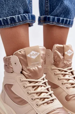 Lee Cooper Trekkingowe Damskie|Damskie Trapery*Damskie Botki Trapery Na Grubej Podeszwie LCJ-23-44-1972L Beżowe