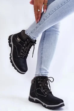 Best Boto Damskie Botki Trapery Ocieplane Na Suwak Czarne Jake