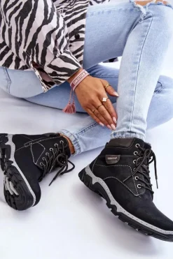 Best Boto Damskie Botki Trapery Ocieplane Na Suwak Czarne Jake