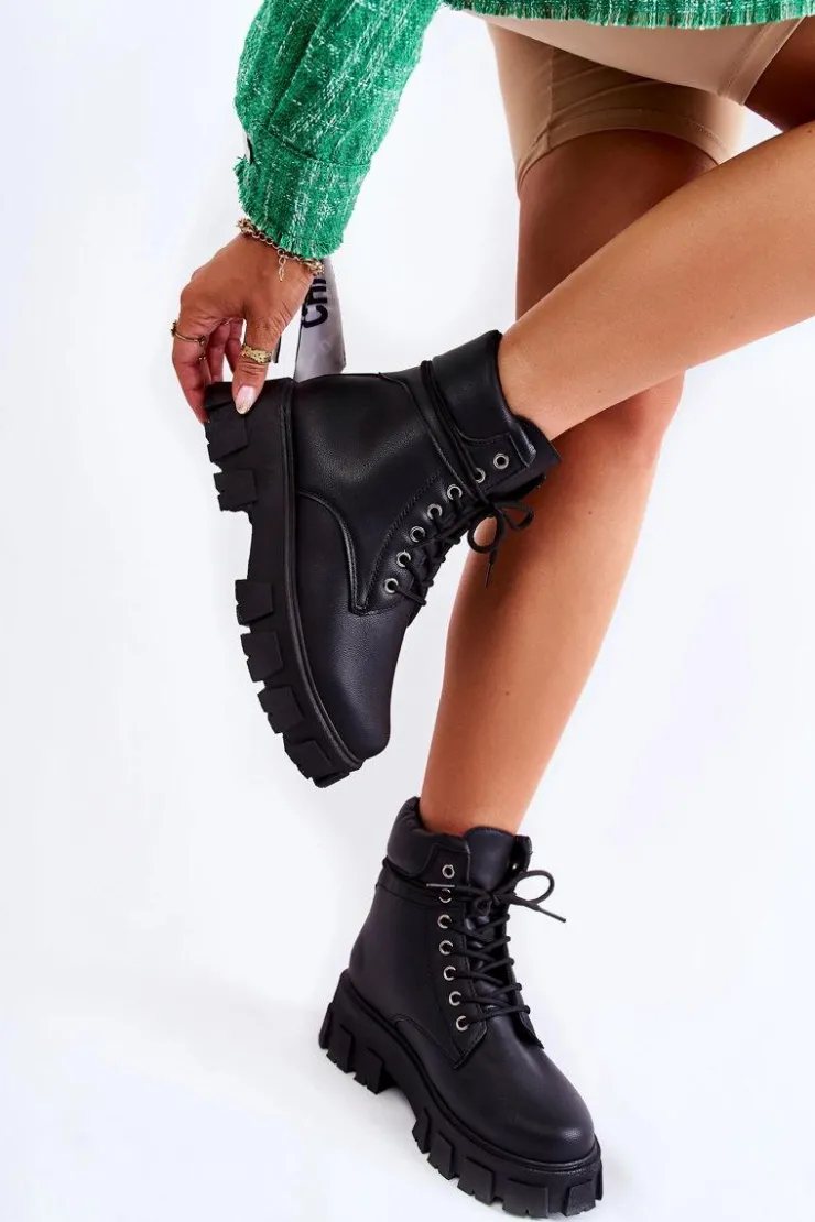 Boto Botki Ocieplane|Damskie Trapery*Damskie Botki Trapery Ocieplane Czarne Flavin