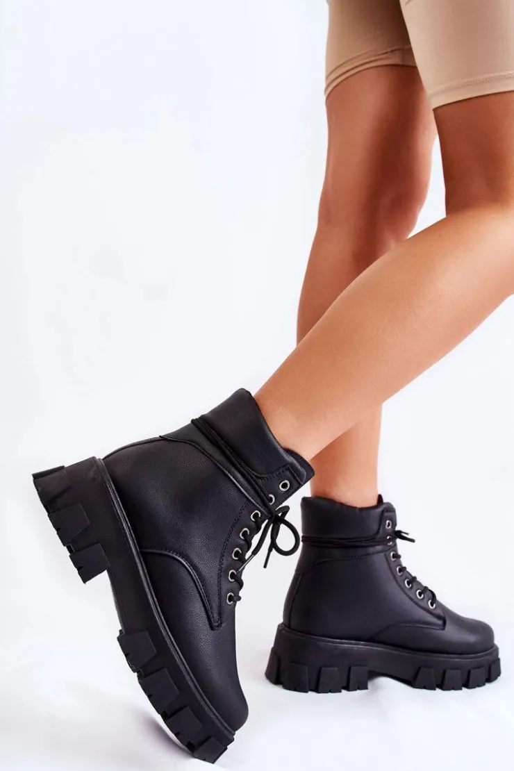 Boto Botki Ocieplane|Damskie Trapery*Damskie Botki Trapery Ocieplane Czarne Flavin