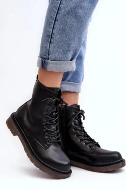 Damskie Boto Damskie Botki Trapery Z Suwakiem Czarne Mibrasa