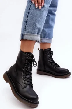 Damskie Boto Damskie Botki Trapery Z Suwakiem Czarne Mibrasa