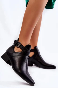 Boto Czarne Botki|Botki Płaskie*Damskie Botki W Szpic Z Wycięciami Czarne Mandy