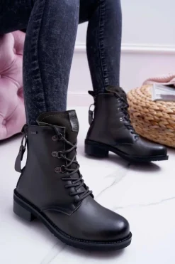 Online Big Star Shoes Damskie Botki Workery Big Star Skórzane Szare EE274507