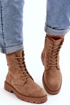 Damskie Boto Damskie Botki Workery Na Suwak Jasnobrązowe Ninsuni