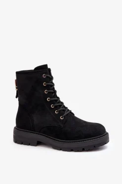 Boto Botki Ocieplane|Botki Sznurowane*Damskie Botki Workery Na Suwak Czarne Ninsuni Czarny