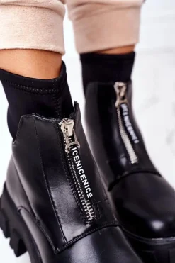 Online Boto Damskie Botki Workery Z Suwakiem Czarne Cheers