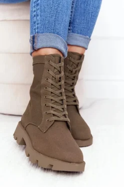 Damskie Boto Damskie Botki Workery Zielone Haley