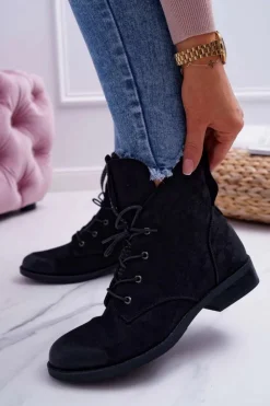 Damskie buty S.Barski Damskie Botki Wysokie Czarne Zamszowe Barski 75-13