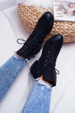 Damskie buty S.Barski Damskie Botki Wysokie Czarne Zamszowe Barski 75-13