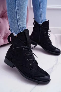 Damskie buty S.Barski Damskie Botki Wysokie Czarne Zamszowe Barski 75-13