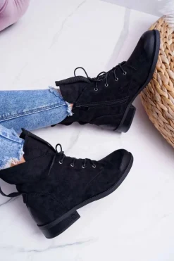 Damskie buty S.Barski Damskie Botki Wysokie Czarne Zamszowe Barski 75-13