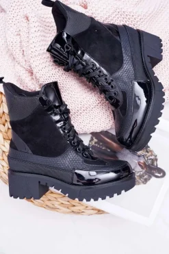 Best Boto Damskie Botki Wysokie Czarne Trapery Nemtere