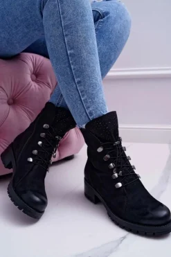 Damskie Damskie buty S.Barski Damskie Botki Wysokie Czarne Barski 18-52