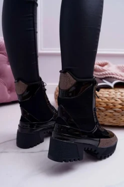 Boto Botki Sznurowane|Botki Płaskie*Damskie Botki Wysokie Czarne Trapery Havok
