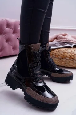 Boto Botki Sznurowane|Botki Płaskie*Damskie Botki Wysokie Czarne Trapery Havok