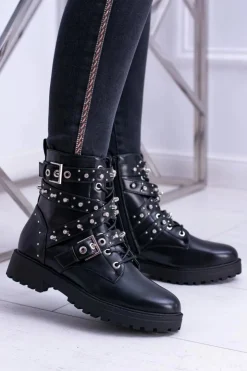 Boto Botki Sznurowane|Botki Zimowe Damskie*Damskie Botki Wysokie Czarne Trapery Albere