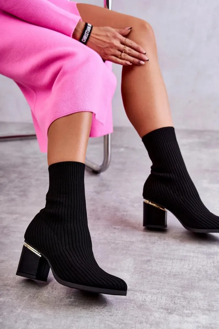 Damskie Boto Damskie Botki Z Elastyczną Skarpetą Czarne Carmon