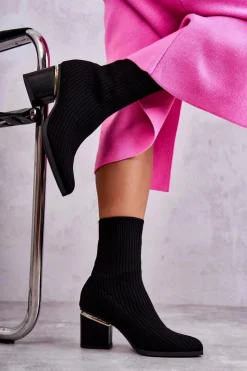 Damskie Boto Damskie Botki Z Elastyczną Skarpetą Czarne Carmon