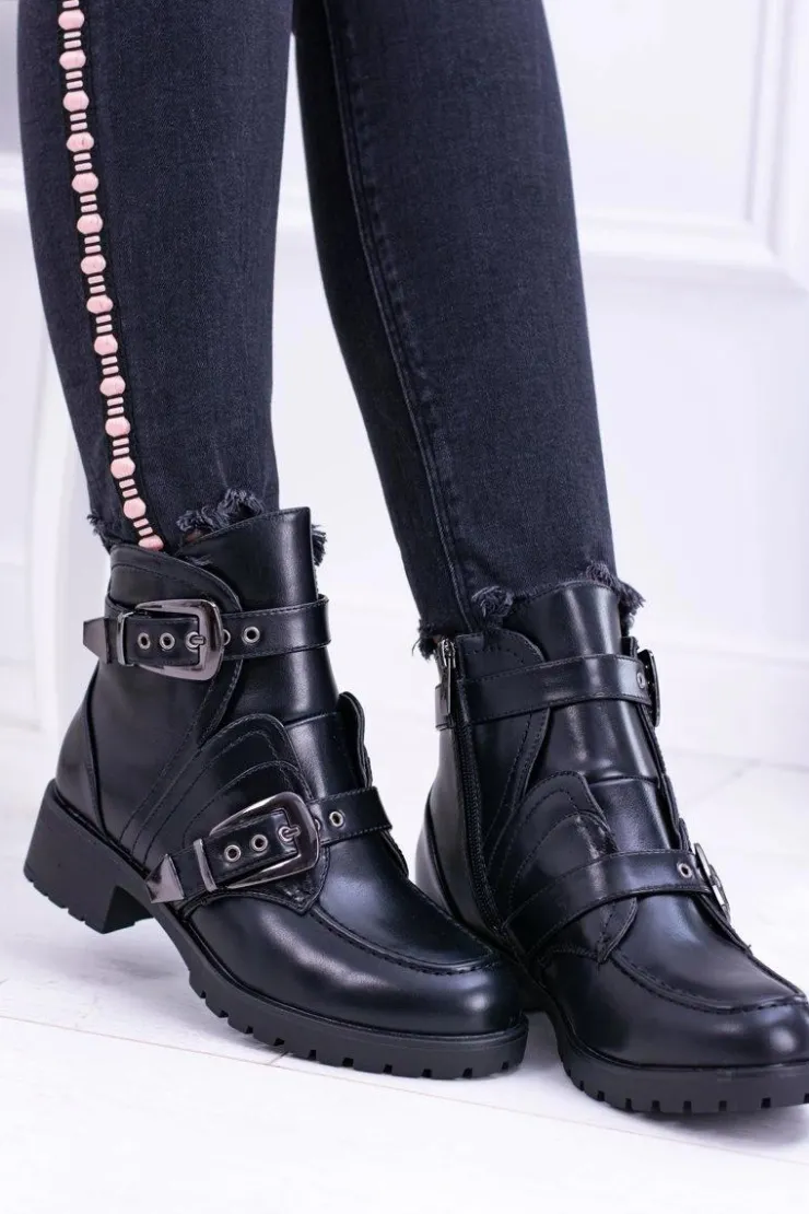 Damskie Boto Damskie Botki Z Klamrami Ocieplane Skadi