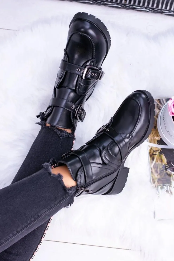 Damskie Boto Damskie Botki Z Klamrami Ocieplane Skadi