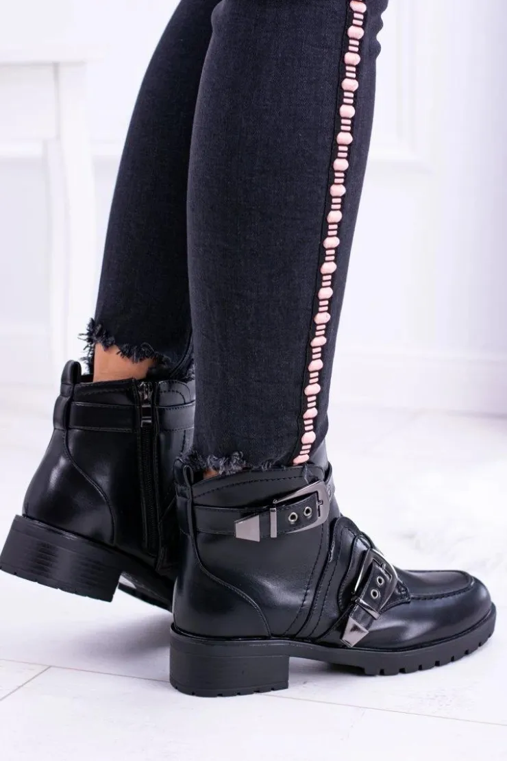 Damskie Boto Damskie Botki Z Klamrami Ocieplane Skadi