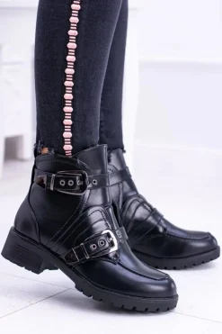 Damskie Boto Damskie Botki Z Klamrami Ocieplane Skadi