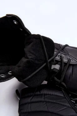 New Boto Damskie Botki Z Ociepleniem Sznurowane Czarne Ariadna