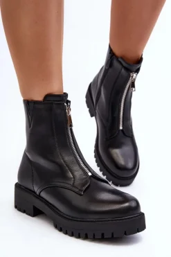 Boto Czarne Botki|Botki Płaskie*Damskie Botki Z Suwakiem Czarne Tisaia