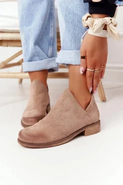 Online Boto Damskie Botki Z Wycięciami Beżowe Hillary