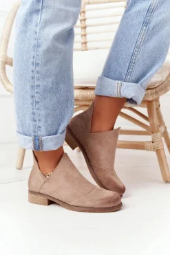 Online Boto Damskie Botki Z Wycięciami Beżowe Hillary