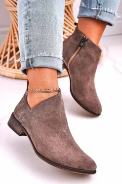 Damskie Boto Damskie Botki Z Wycięciem Zamszowe Brązowe Clarence