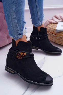 Damskie Buty damskie Vinceza Damskie Botki Zamszowe Ukryty Koturn Czarne Mirley