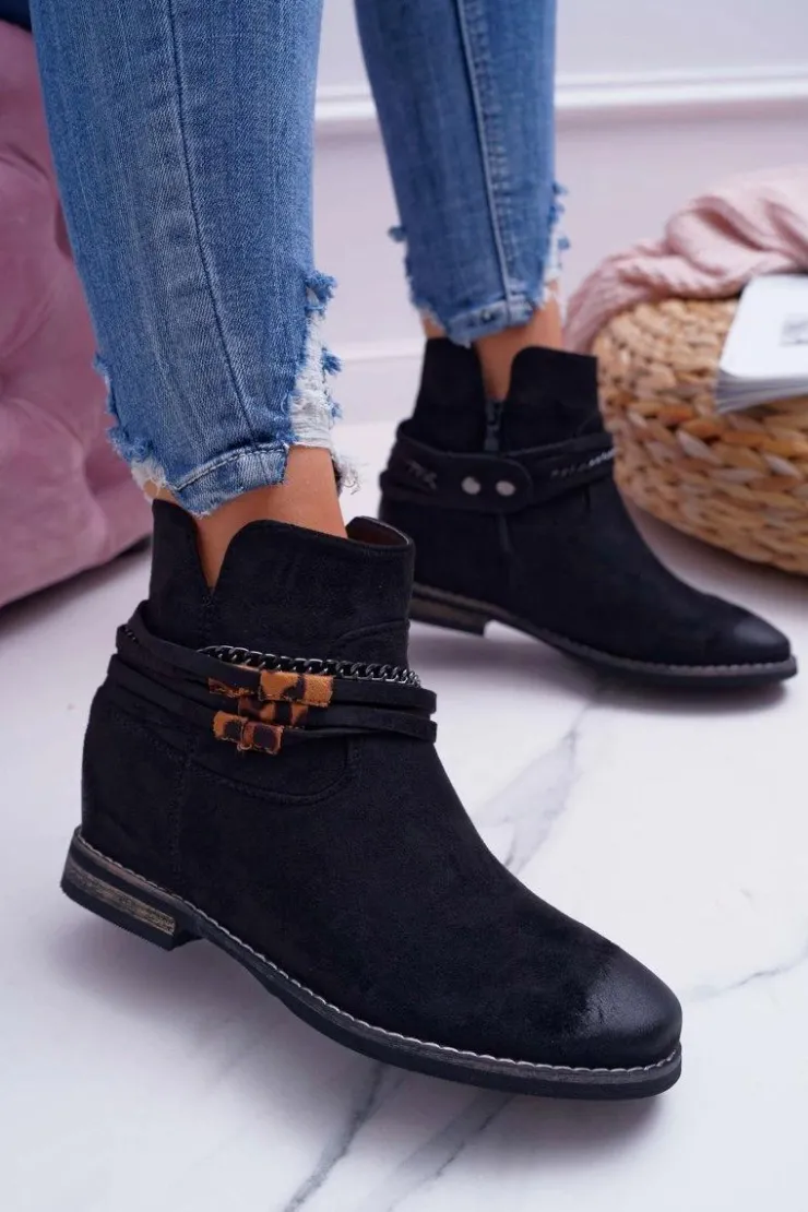 Damskie Buty damskie Vinceza Damskie Botki Zamszowe Ukryty Koturn Czarne Mirley